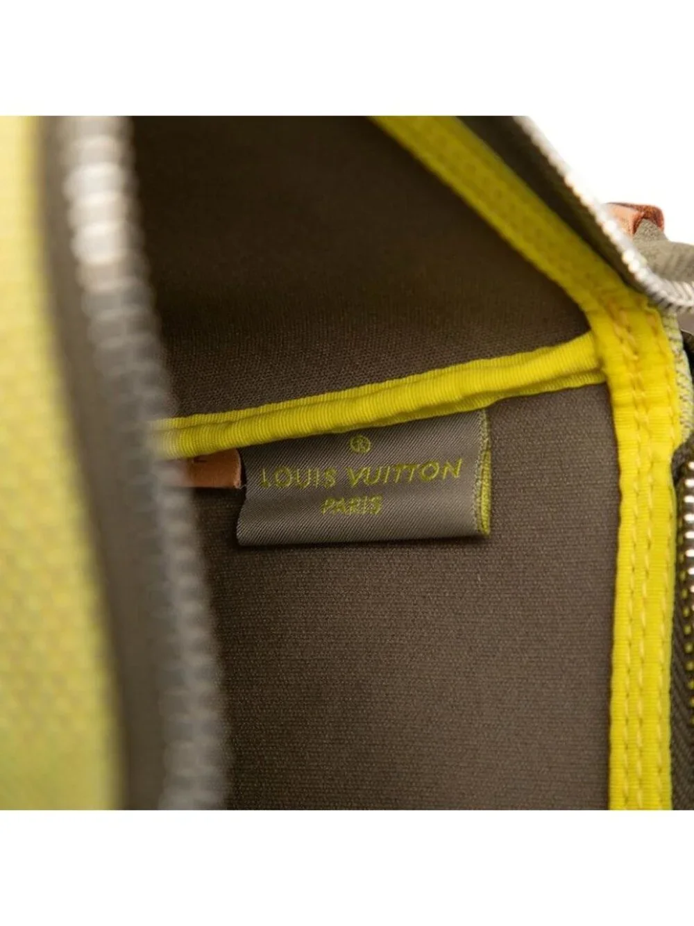 Louis Vuitton Damier Jean Volunteer Cup Included Pouch Handbag Lime Green